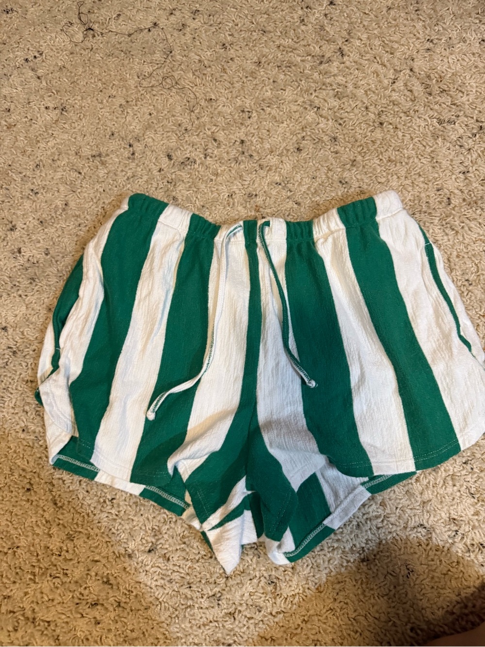 No Boundaries Green and White Striped Athletic Shorts